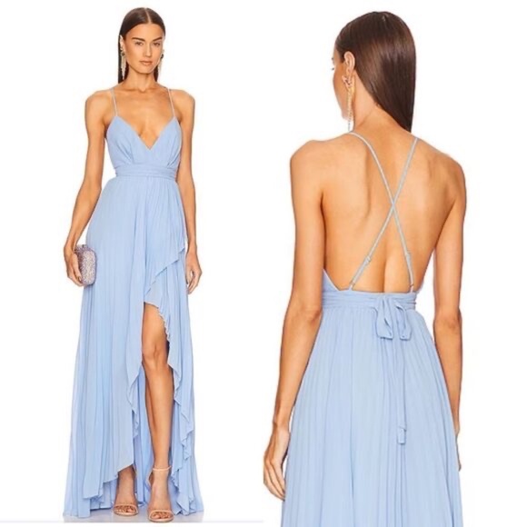 Michael Costello X Revolve Dresses & Skirts - NWT Michael Costello X Revolve Ale  light blue pleated maxi Gown M